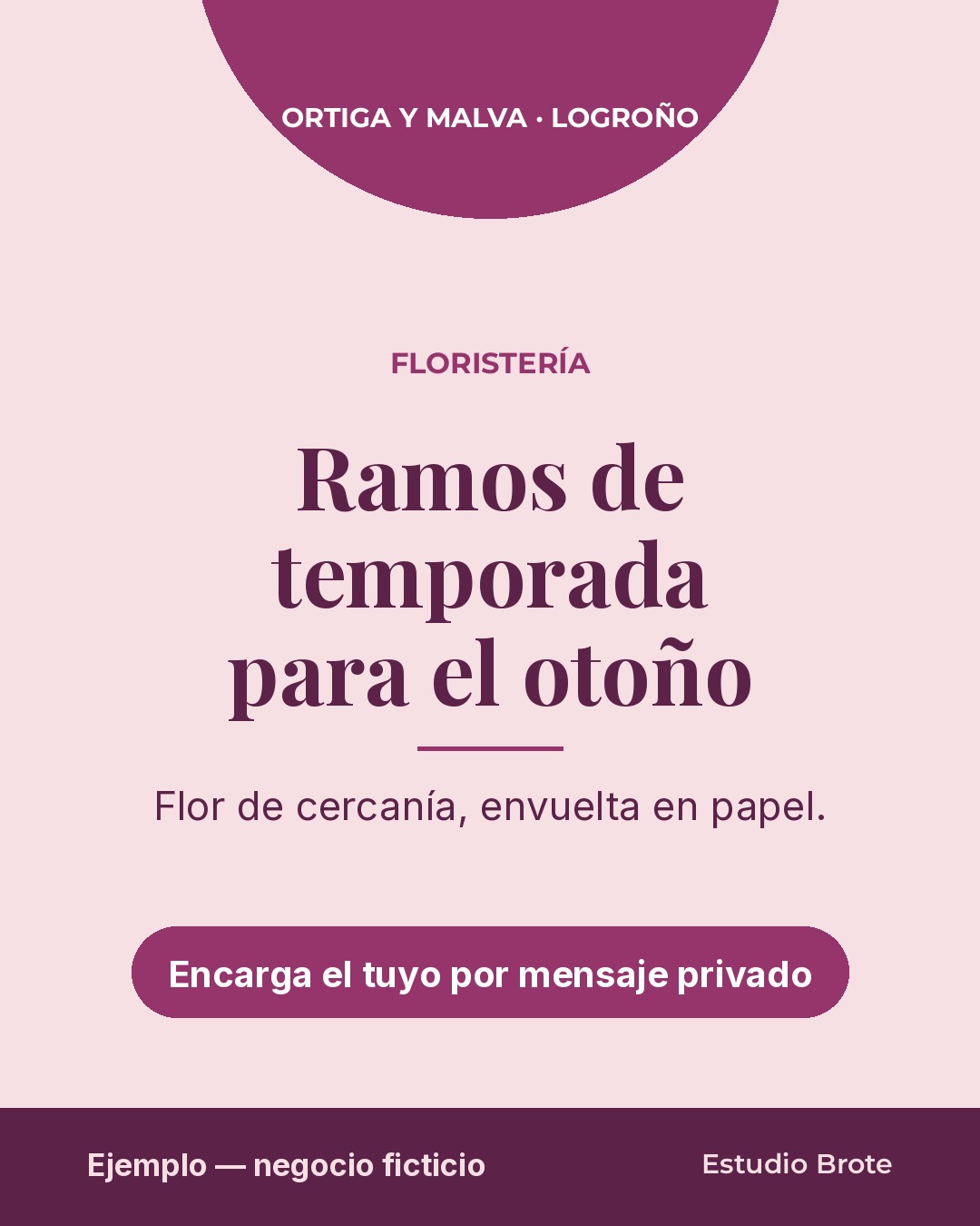 Publicación de ejemplo para Ortiga y Malva, floristería ficticia en Logroño